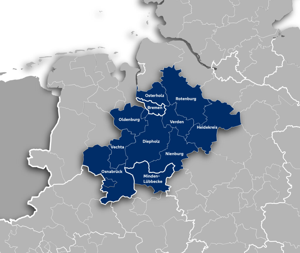 Volksbank Niedersachen-Mitte eG - Das Bild zeigt eine Karte von Niedersachen-Mitte